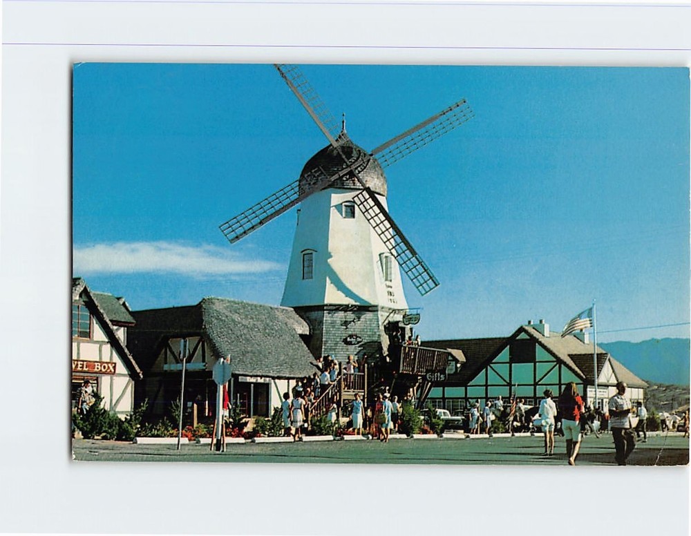 Postcard Windmill Danish Village Solvang California USA