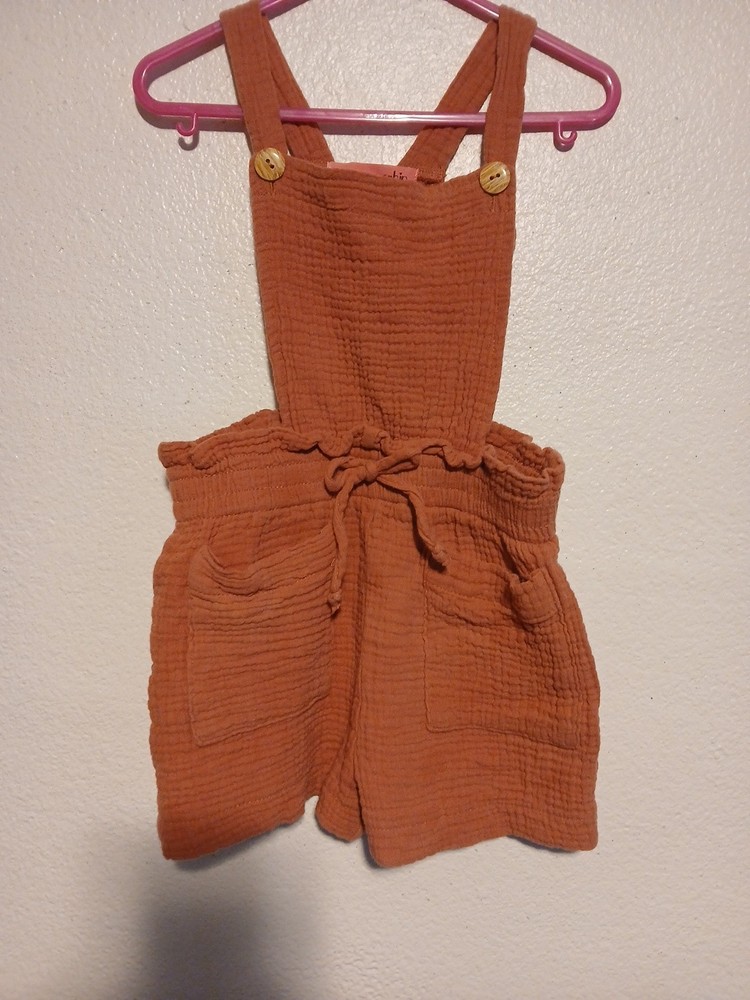 2 Hip Girls Rust Gauze Overall Romper Size 6