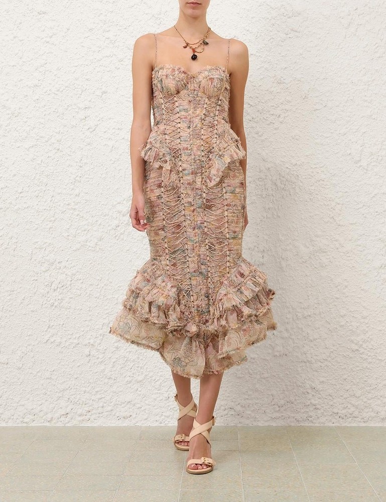 Zimmermann Rebellion Frayed midi Dress sz 2 AU 12/US 8 Bcup