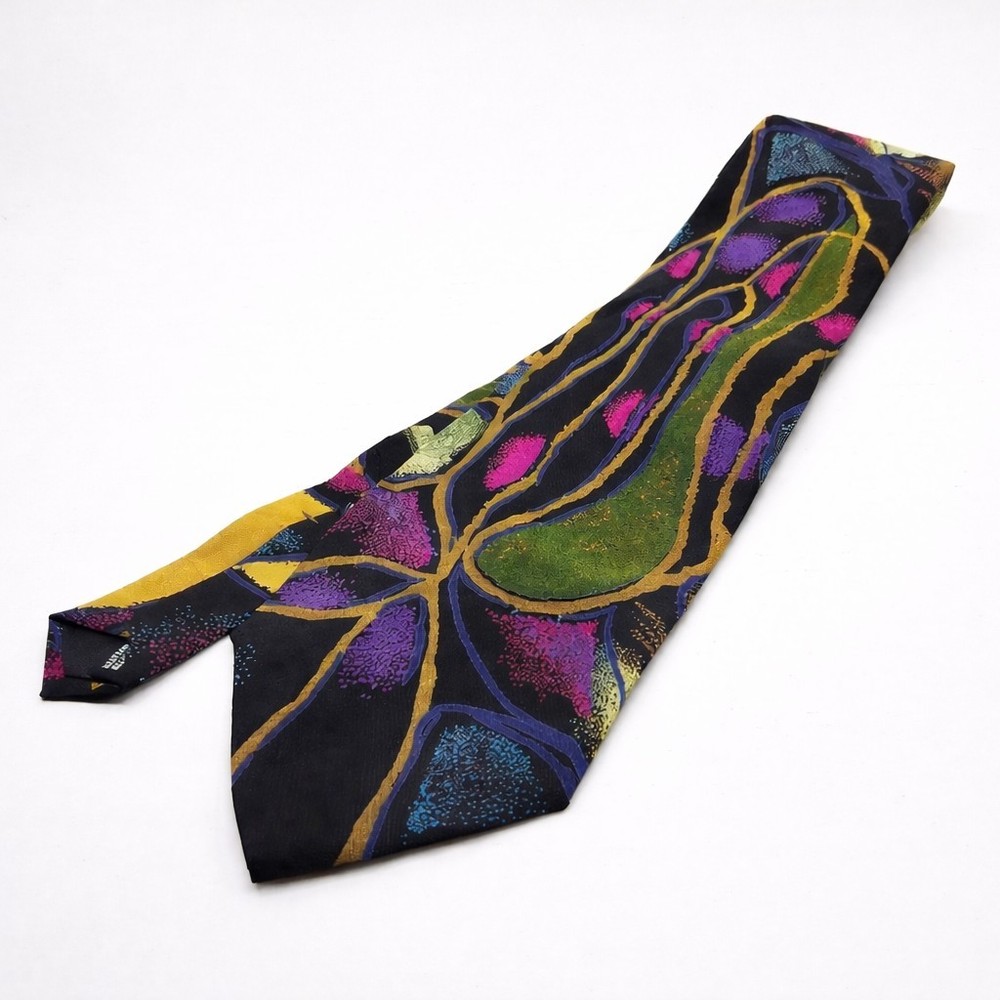 VTG Bugle Boy USA Neck Tie 90s Multicolor Abstract Art Geometric Polyester