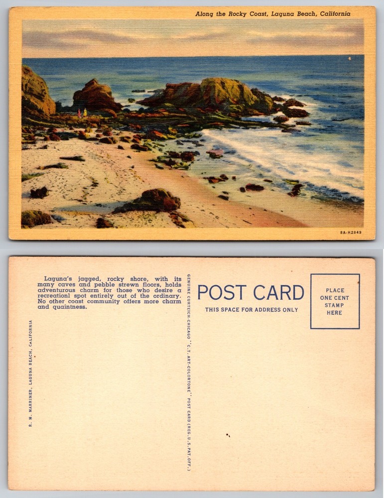 Along Rocky Coast Laguna Beach California Postcard