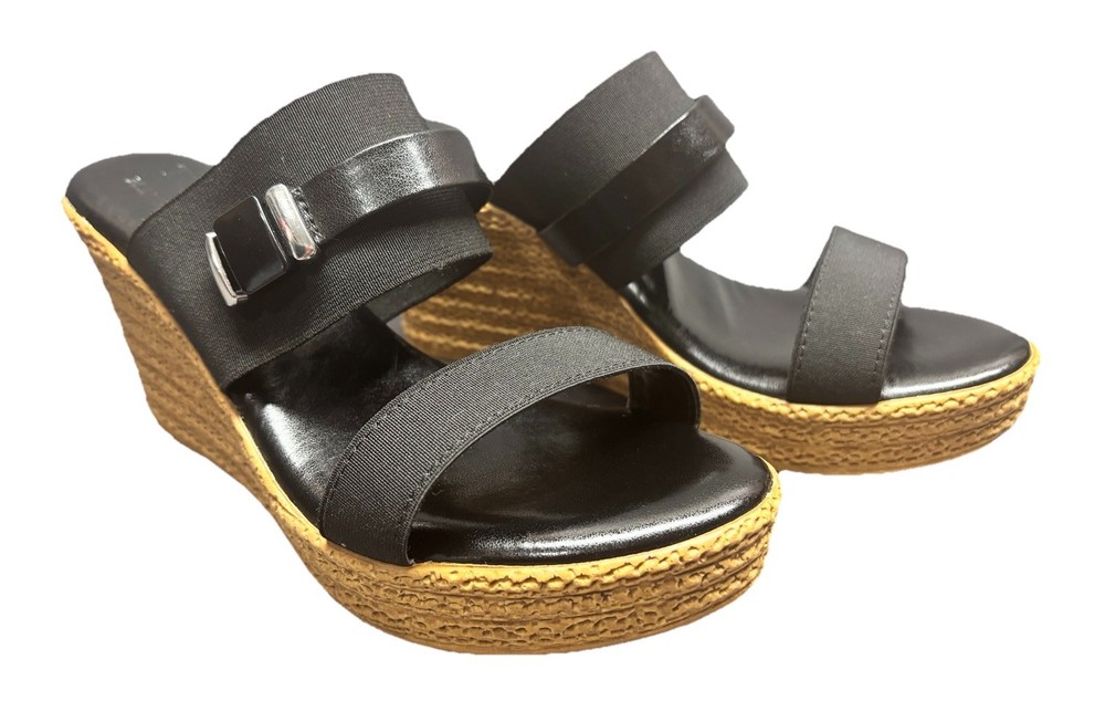 Easy Street Tuscany Women's Black Wedge Sandals Size 7M