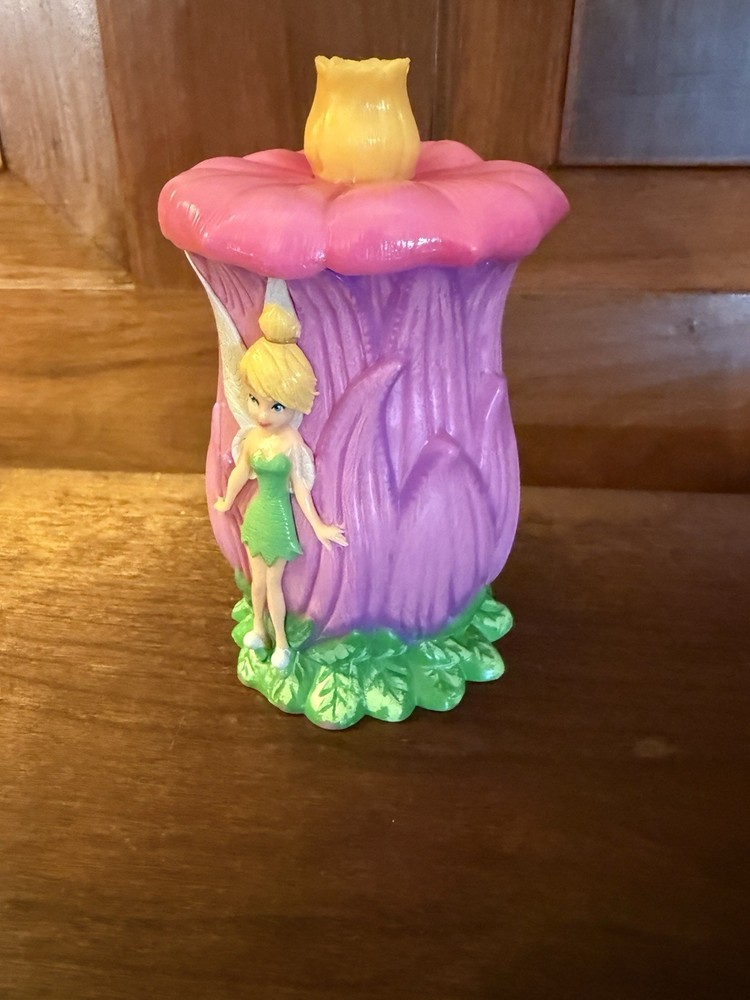 Disney Tinker Bell Flower Souvenir Cup Container Pink Purple Yellow Collectible