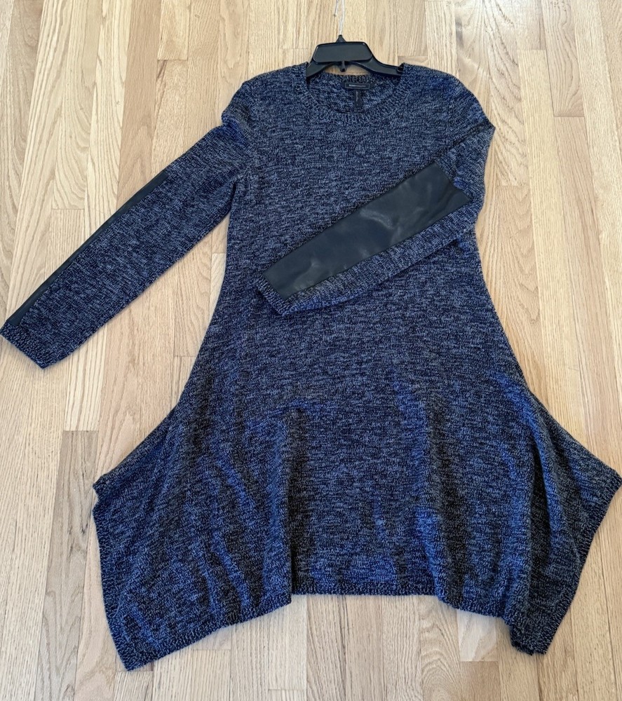 BCBG Max Azria Womens Dahnya Sweater Dress Gray Black Sz L