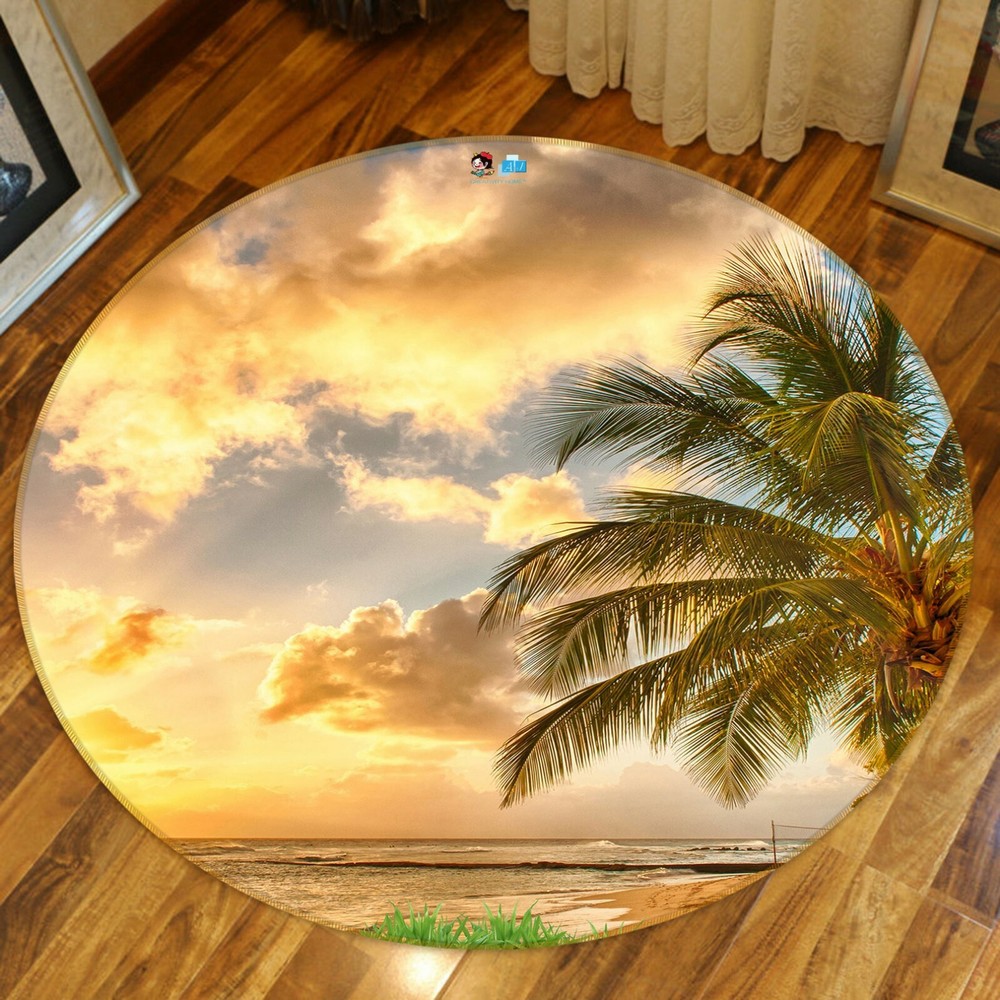3D Coconut Tree Dusk NAO3725 Game Rug Mat Elegant Photo Carpet Mat Fay
