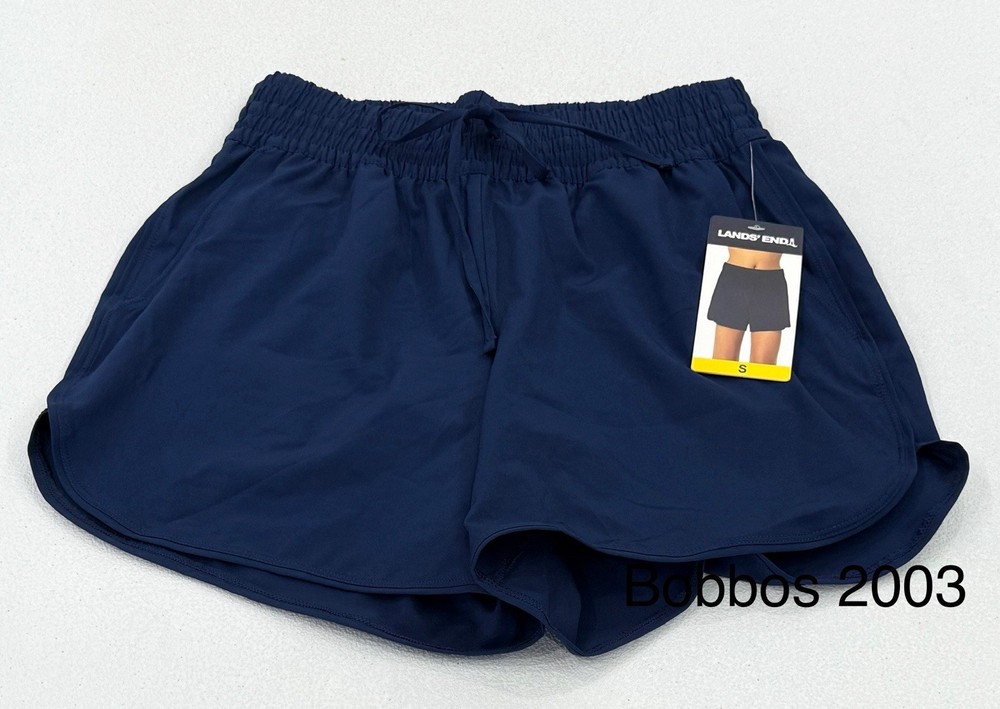 Lands' End Women's Quick-Dry UPF 50 Athletic Shorts, Navy, Size S