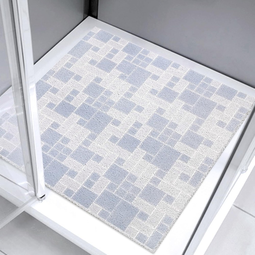 Non-Slip 36x36 Square Shower Mat in Grayish Blue