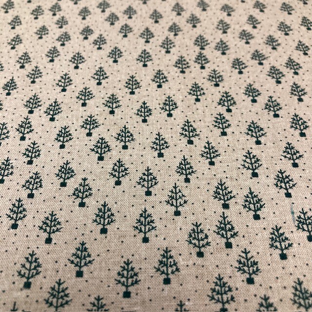 All over Christmas Trees on a tea colored background 100% Cotton 1 yard 27 in