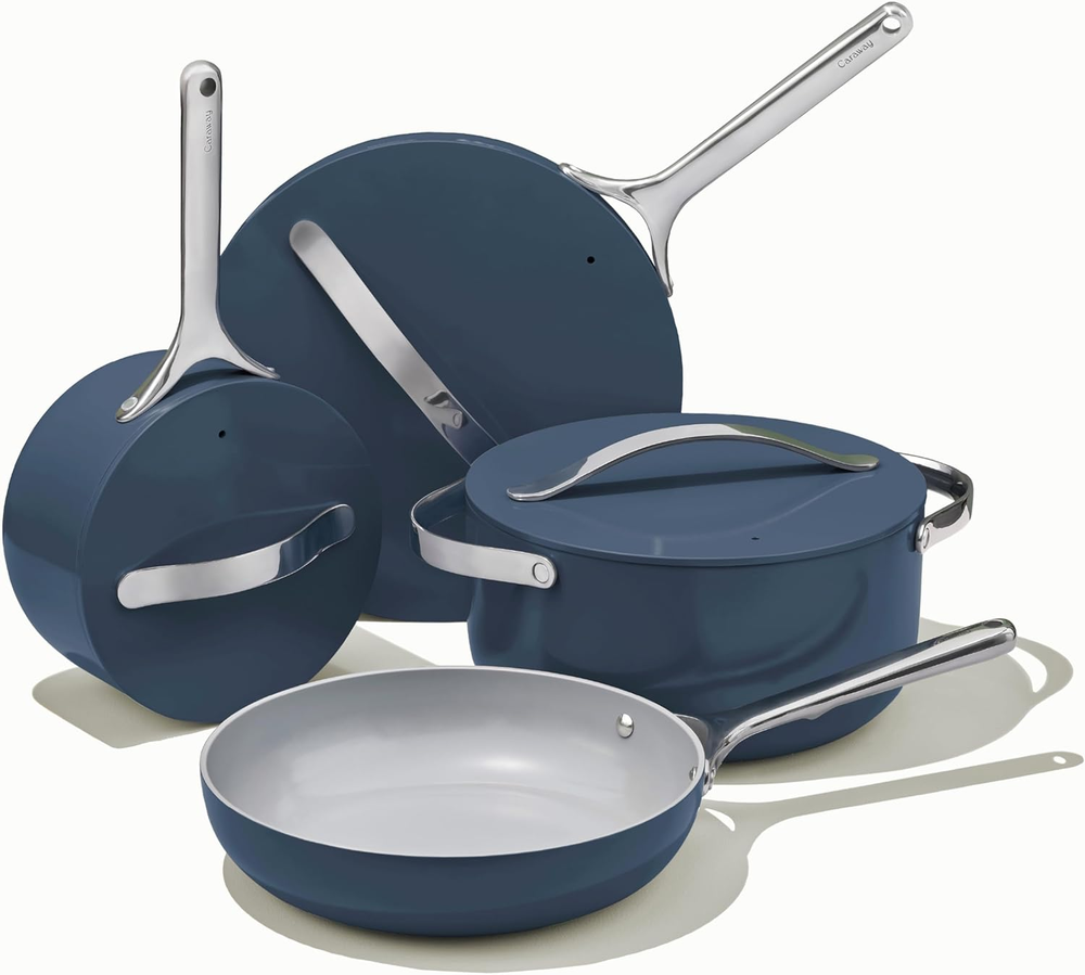 Caraway Nonstick Ceramic Cookware Set (12 Piece) Pots, Pans, Lids and Kitchen St