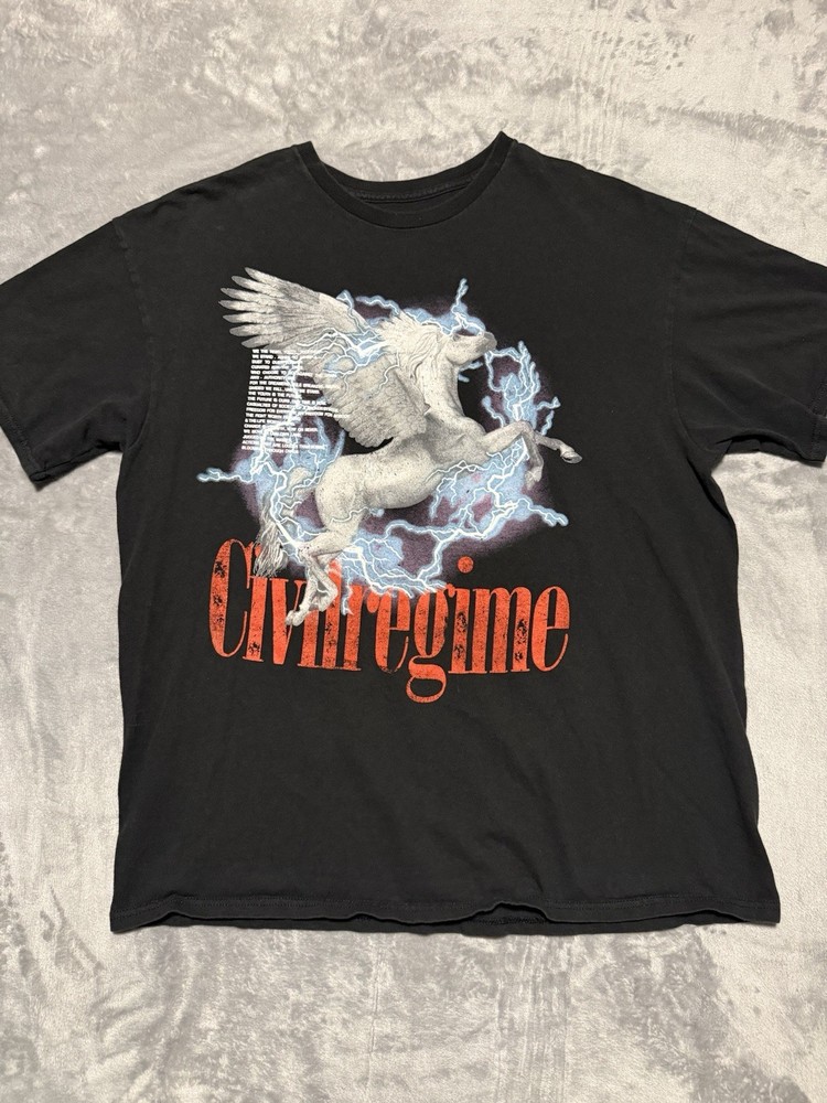 Civil Regime White Horse Double Sided T-Shirt XL Black