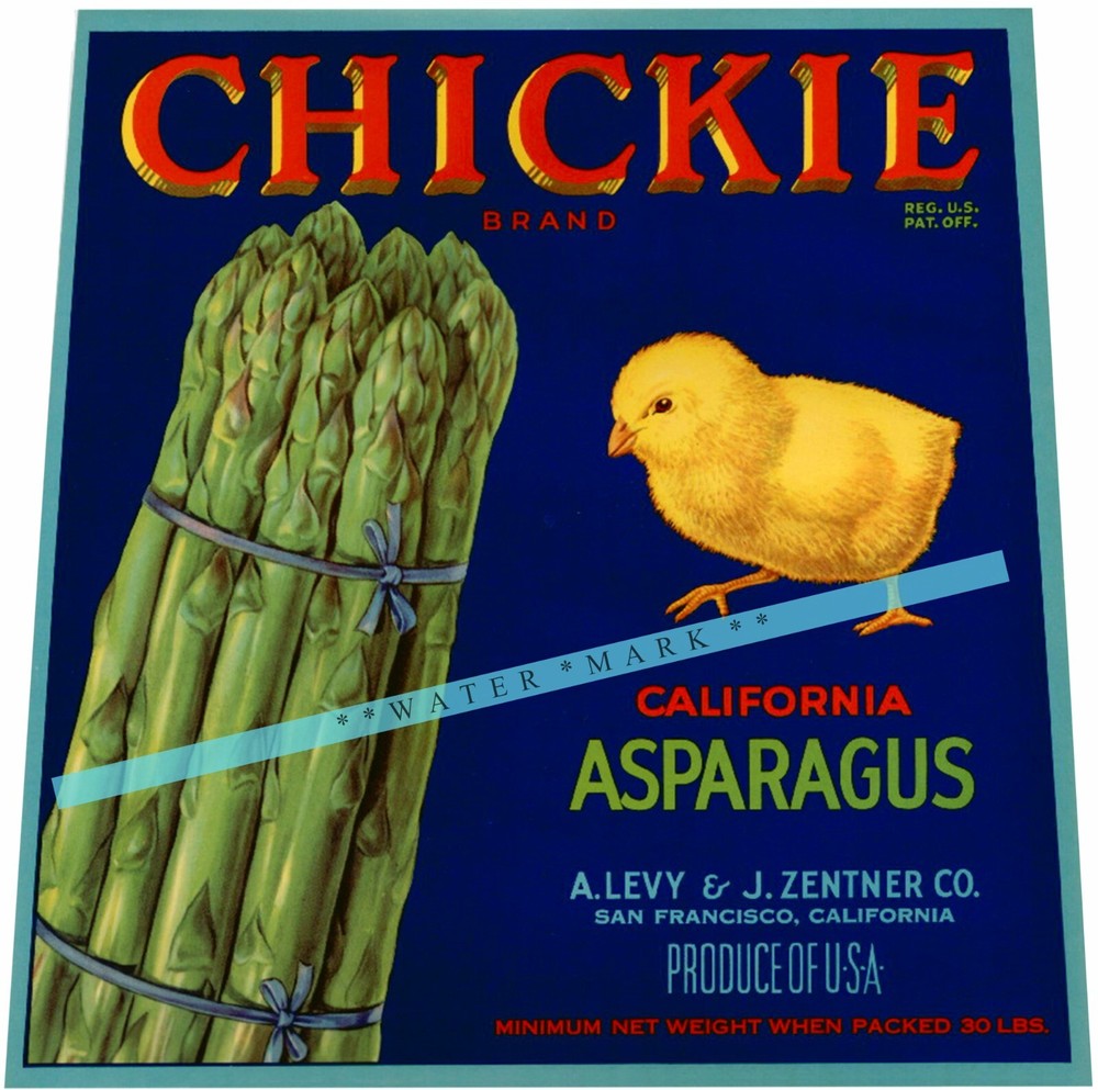 1930s Retro Chickie Asparagus Vintage Poster Art for Home Wall Decor