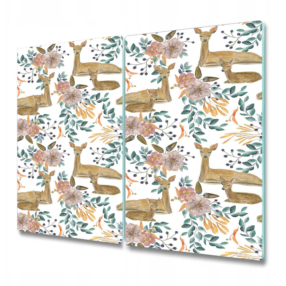 Glass Surface Protector Worktop saver Watercolour deer brown and green 2x30x52