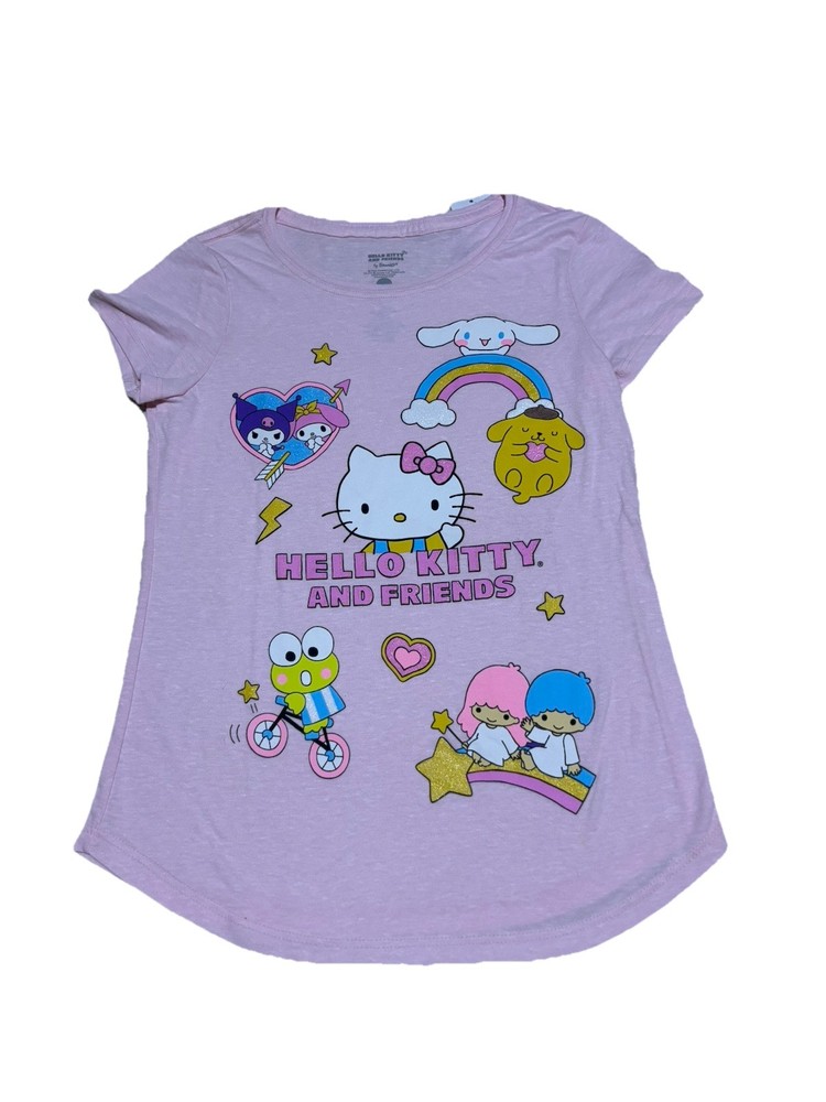 Girl’s Hello Kitty Short Sleeve Pink Graphic Print T Shirt Size L NEW!