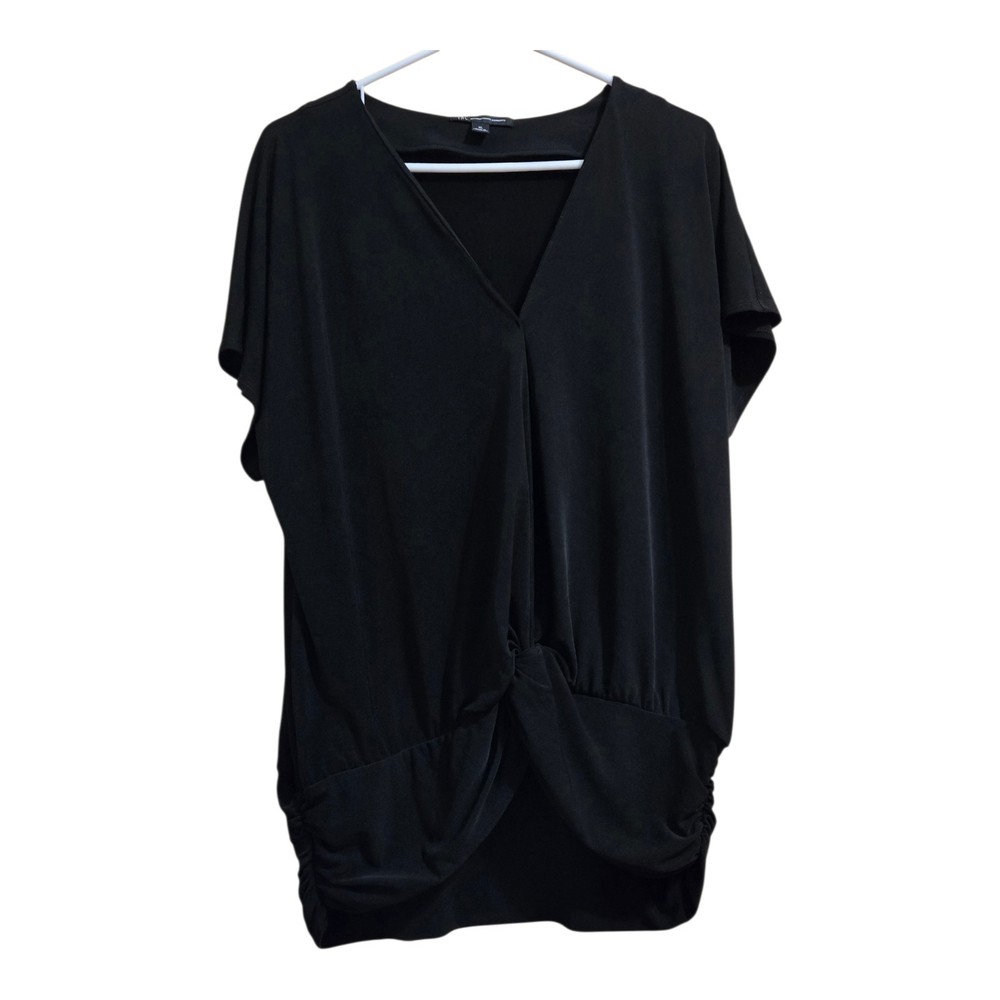 INC Women's V-Neck Blouse Extra Large Black Career Casual