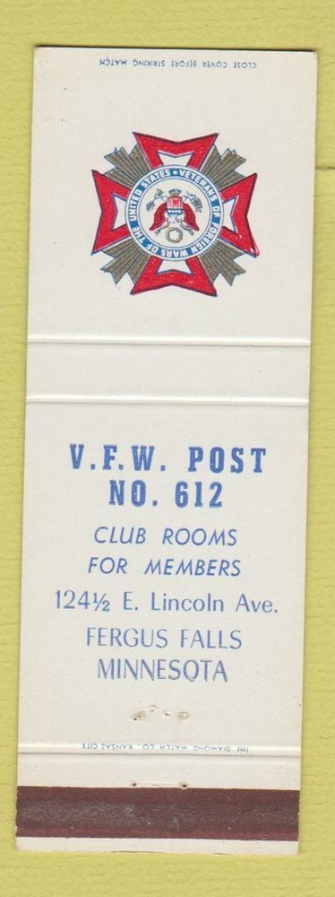 Matchbook Cover - VFW Post Fergus Falls MN