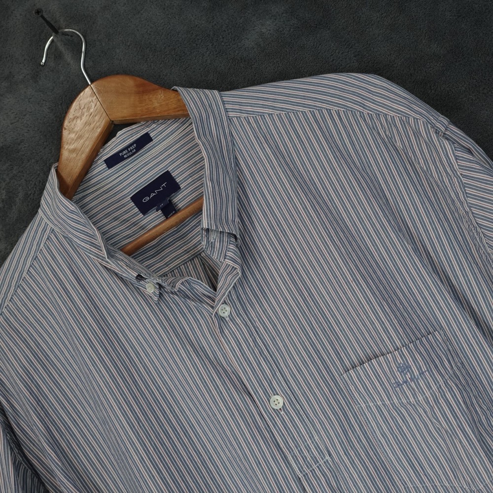 Gant Shirt Mens XXXL 3XL Blue Striped Long Sleeve Button up Smart Prep Cotton