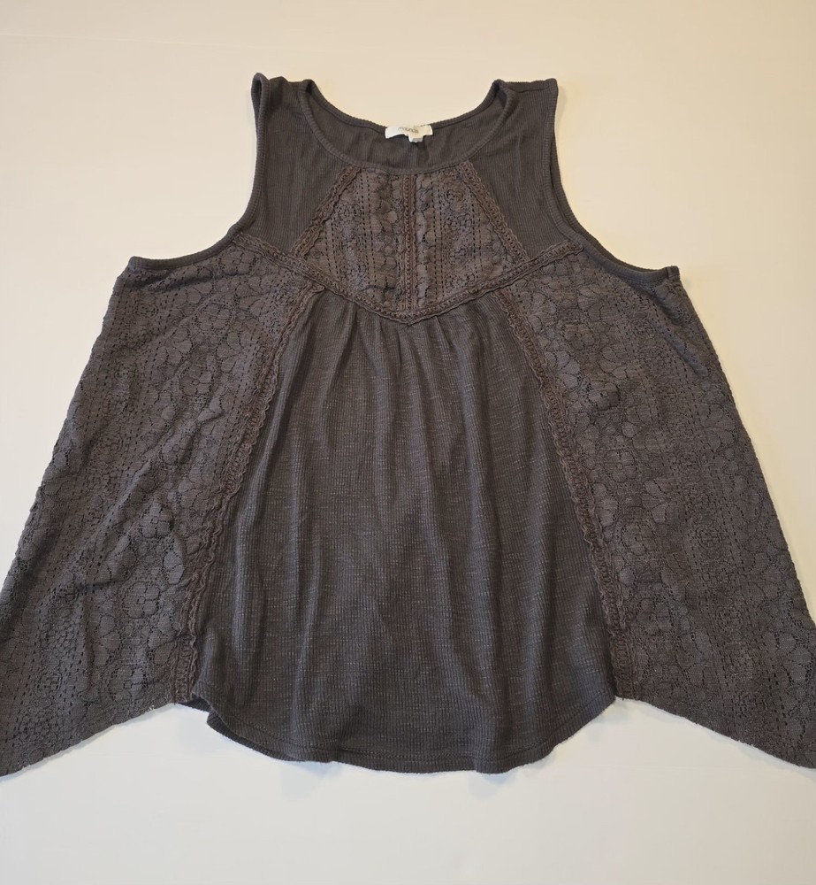 Maurices Baby Doll Sleeveless Md High-Low Hem Lagenlook Boho Lace