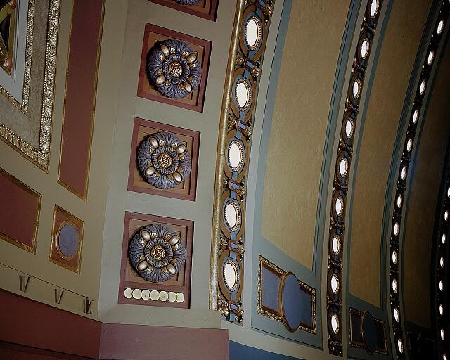 Hill Auditorium, Ann Arbor, Michigan. Interior. Detail of theater decor
