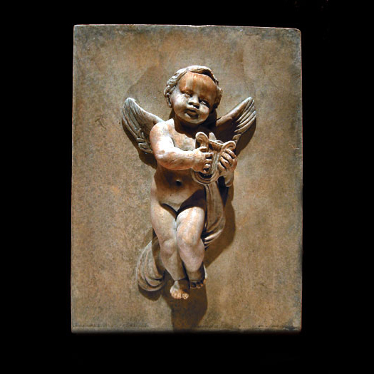 Angel-Eros with Lyre Wall Relief Sculpture Plaque