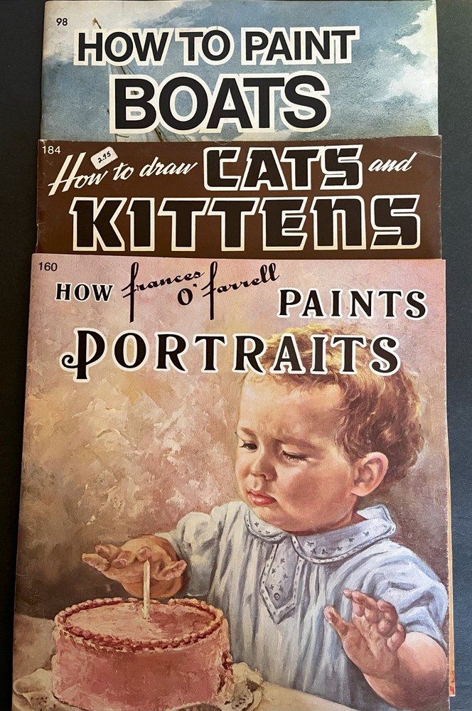 3 Walter T Foster How to Draw & Paint Books - Cats, Kittens, Portraits, Boats