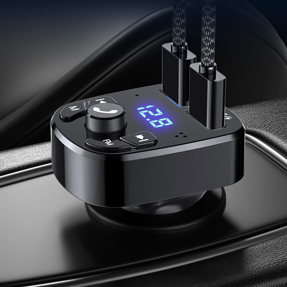 Bluetooth FM Transmitter for Car with MP3 Playback and Dual USB Fast Charging