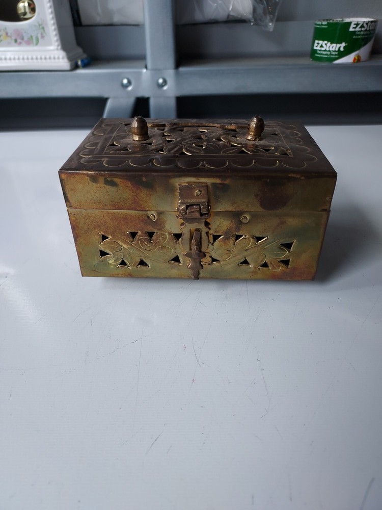 Vintage Brass Trinket Box Made In India