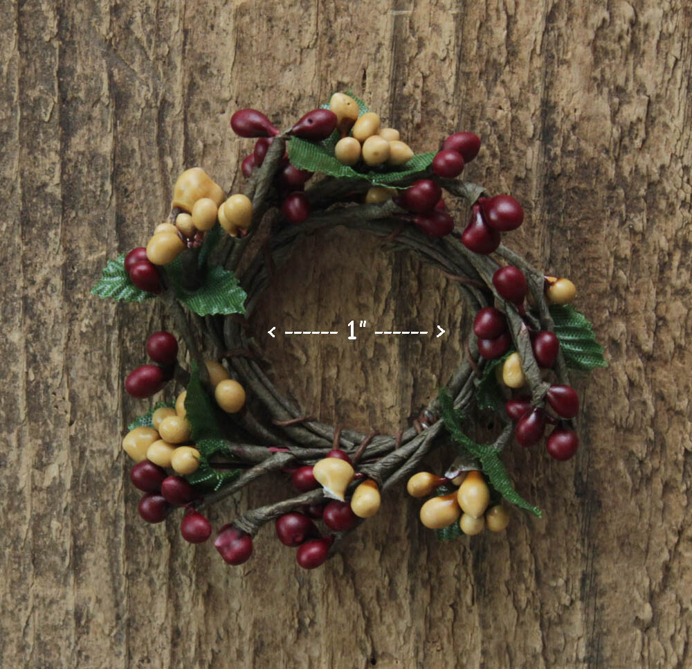 Set of 2 New BURGUNDY / GOLD Pip Berry Candle rings -- 1