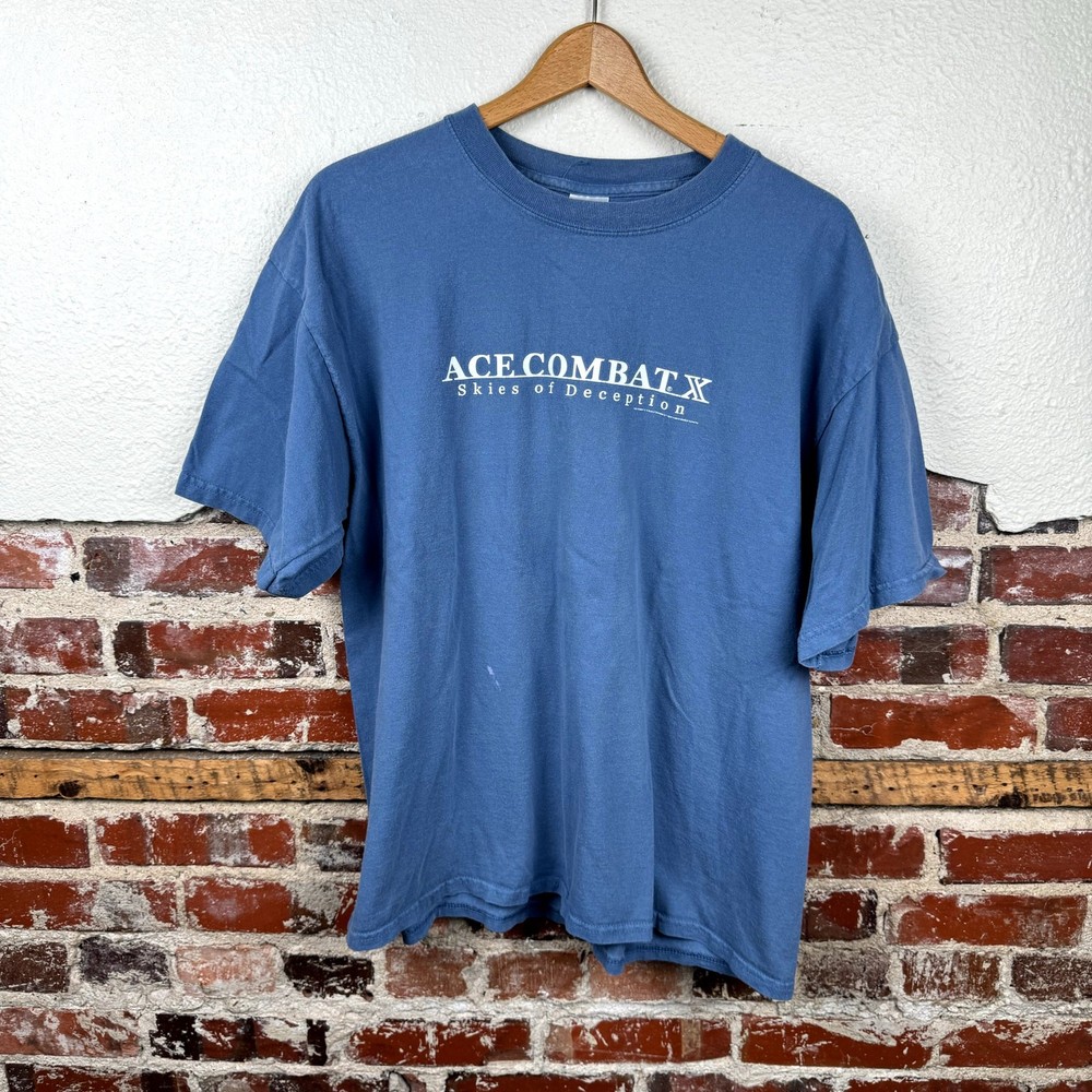 Vintage Ace Combat X Shirt XL Blue Short Sleeve Video Game Skies of Deception-image