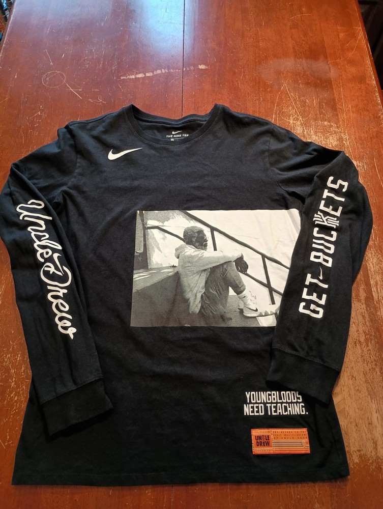 Nike Kyrie Irving Uncle Drew Movie Mens Black Long Sleeve T Shirt Size Medium
