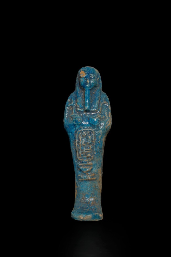 Ancient Egyptian Rare Blue Faience Shabti Statue Hieroglyphic Ushabti Figure BC