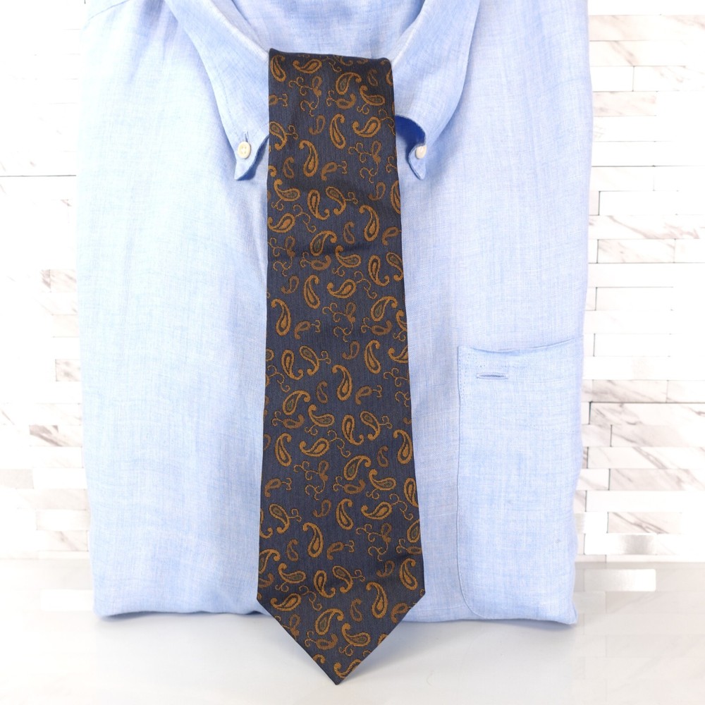 Crestate Neck Tie Mens Blue Brown Paisley Luxury Tuxedo Formal Boho Jacquard