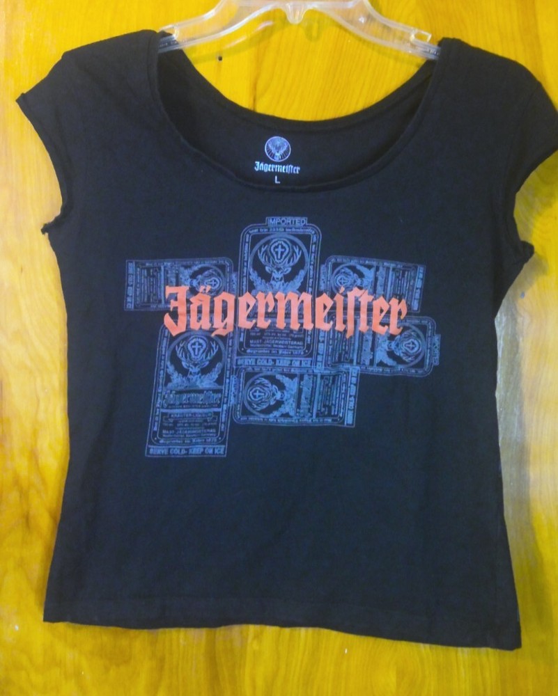 Women's Jagermeister T Shirt Sz Medium Black Graphic Tee Top Slightly Used
