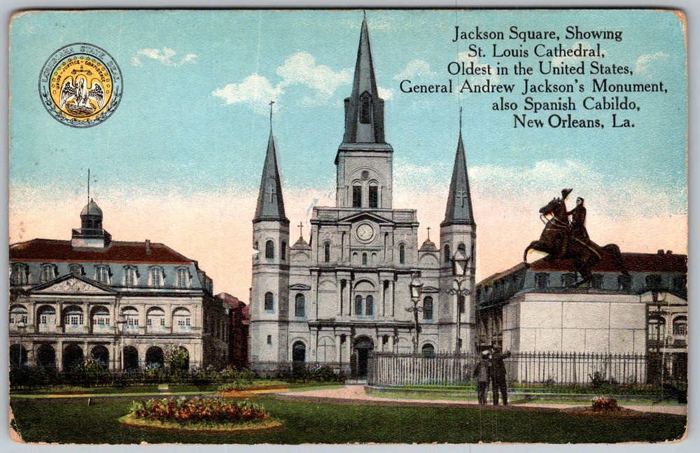 Antique Postcard St Louis Cathedral New Orleans, LA 1910s