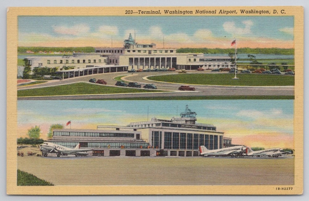 Vintage Washington D.C. National Airport Terminal Curteich Colortone Postcard