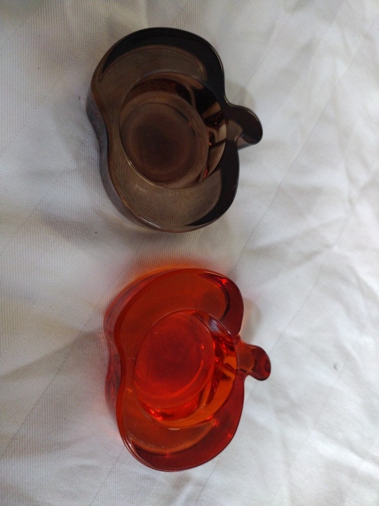 Set Of 2 Glass Pumpkin Shaped Votive Tea Light Holders Fall Thanksgiving