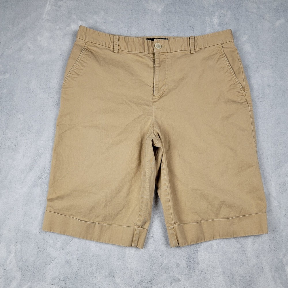 Ralph Lauren Shorts Womens 10 Stretch Khaki Slash Pockets Bermuda Flat Front