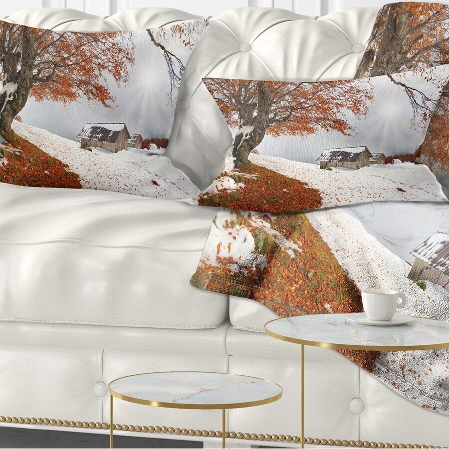 Designart 'Sudden Snow in First Autumn' Landscape