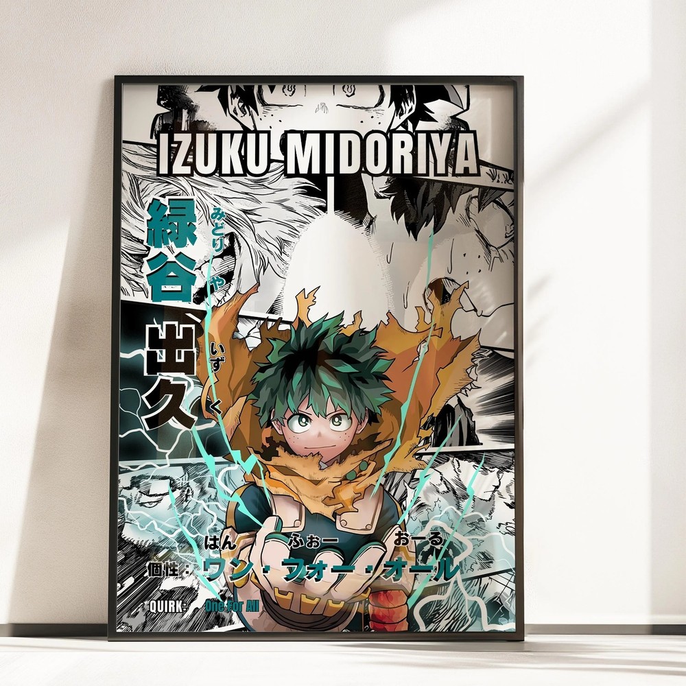 Izuku Midoriya Poster MHA Deku One For All Anime Wall Art Print All Sizes