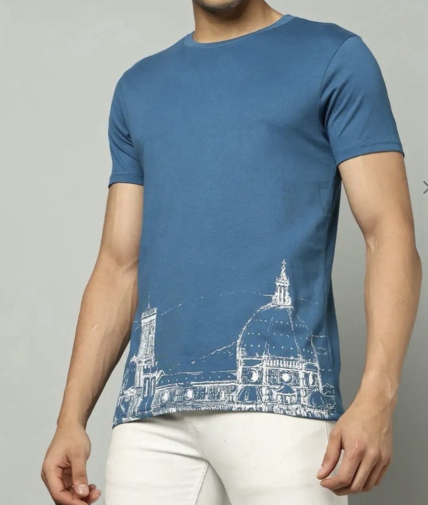 United Colors of Benetton Men’s Blue Graphic Print T-Shirt Regular Fit Size M