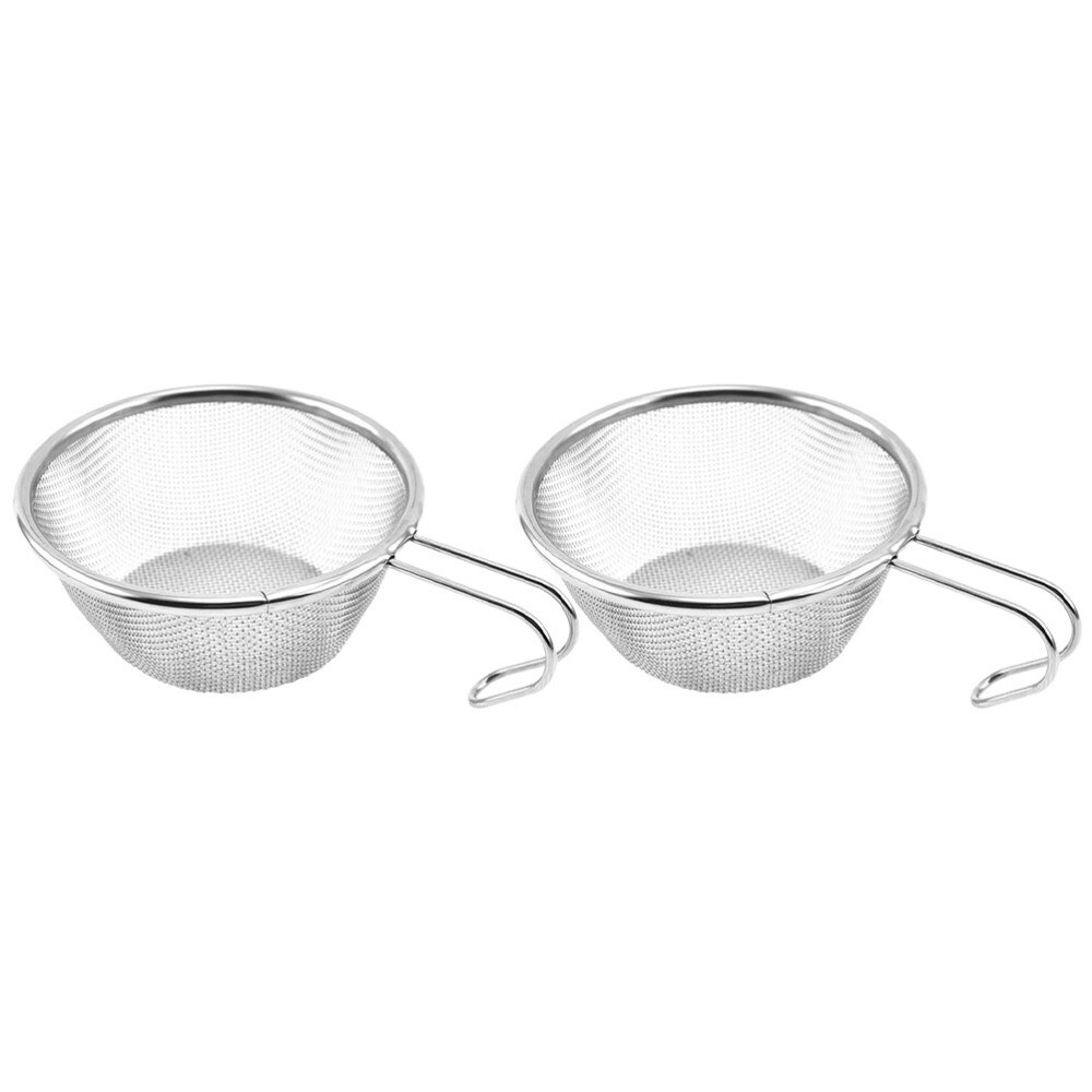 2 Stainless Steel Flour Sifters with Strainer Pot Catcher for Cooking