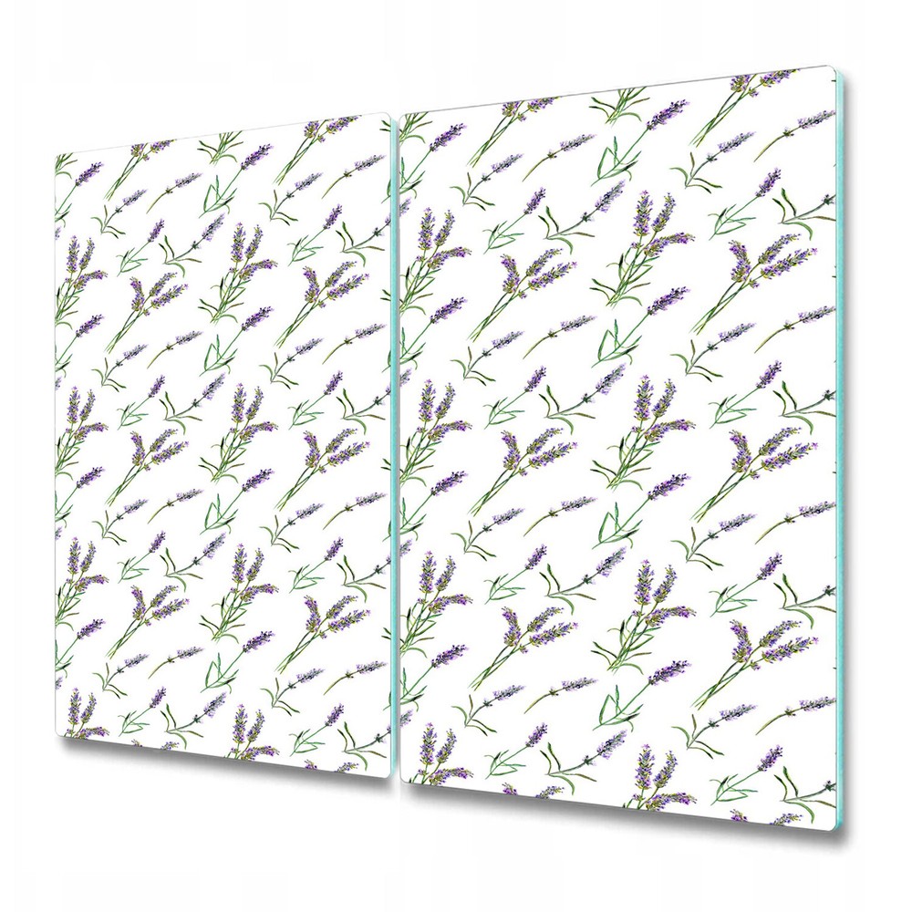 Glass Chopping Board Utensil Lavender flowers Watercolour purple and green