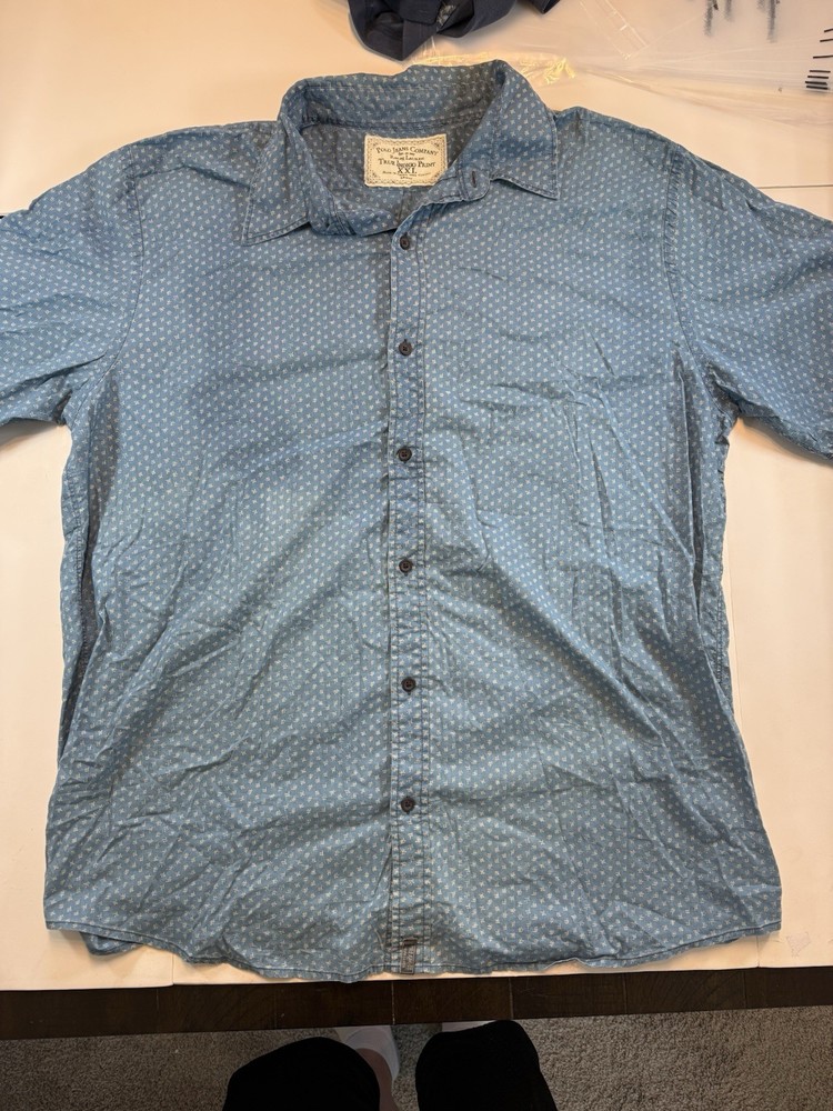 Polo Jeans Company Ralph Lauren XXL True Indigo Print Button Shirt Blue Casual