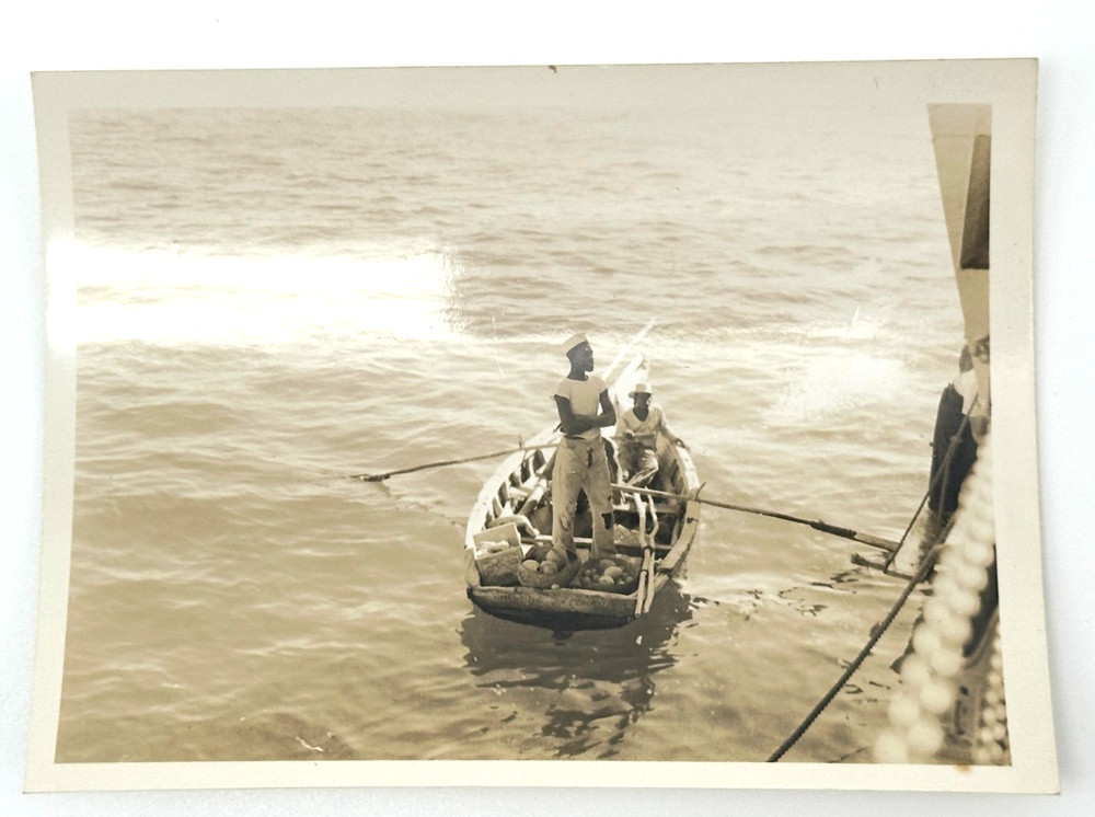 1939 Haiti Photo – Dunnboat Alongside Ship | Gonaïves Harbor Maritime Scene