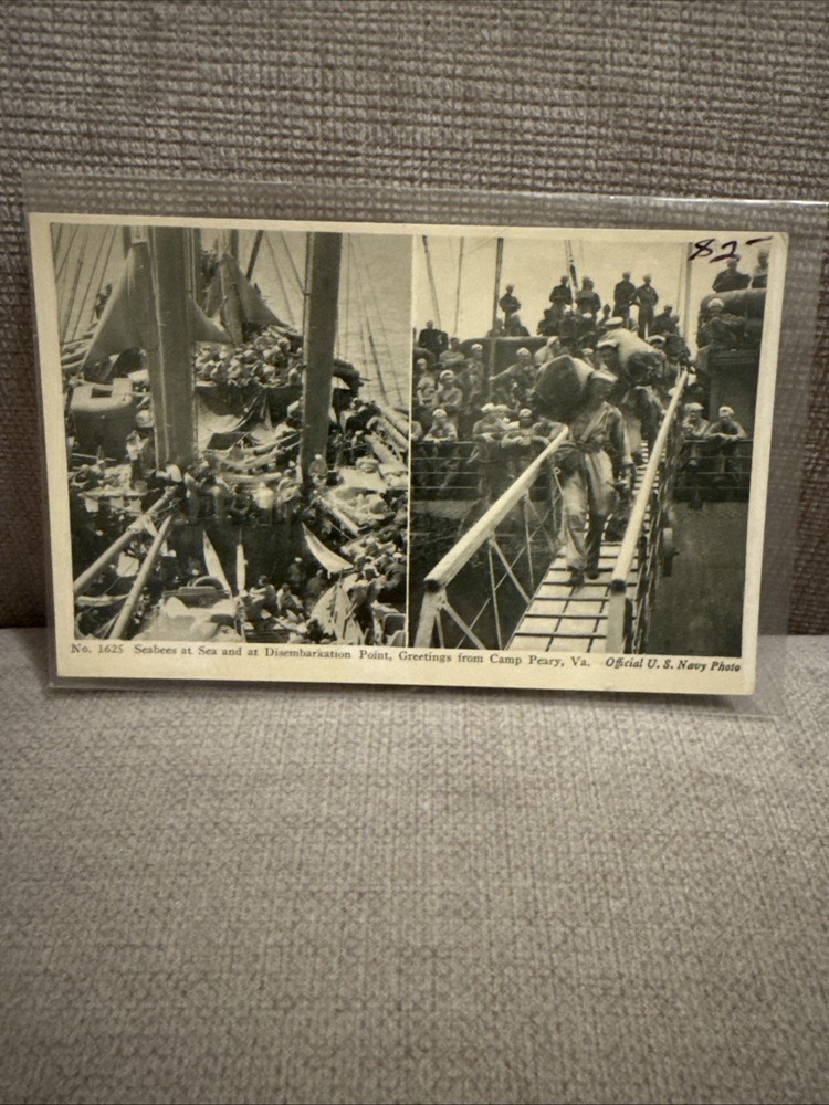 Camp Peary Virginia Us Navy Photo Seabees Disembarkation Old Postcard