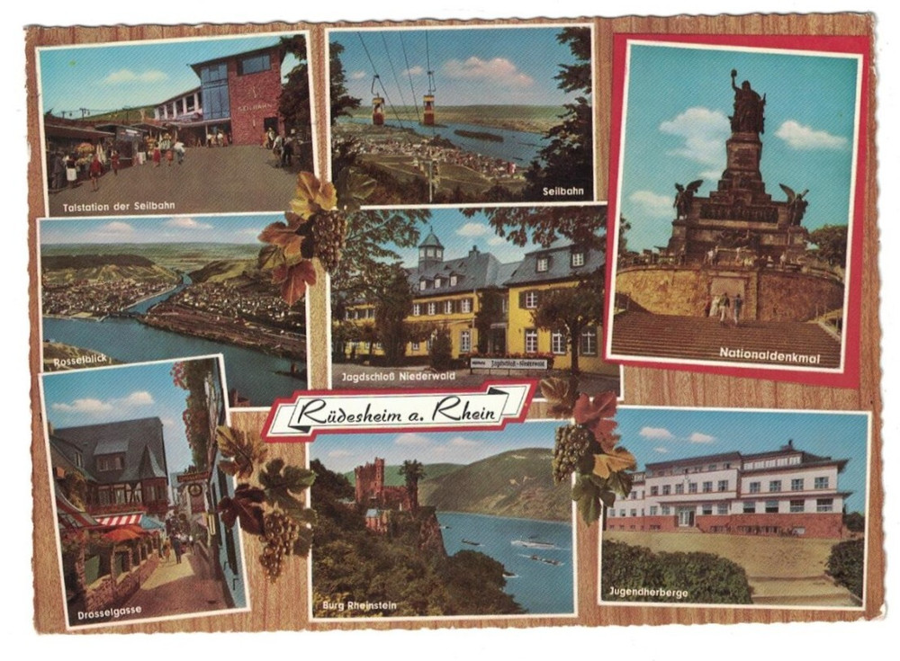 Vintage 1960'S Rudesheim A. Rhein Germany Multi-View Postcard