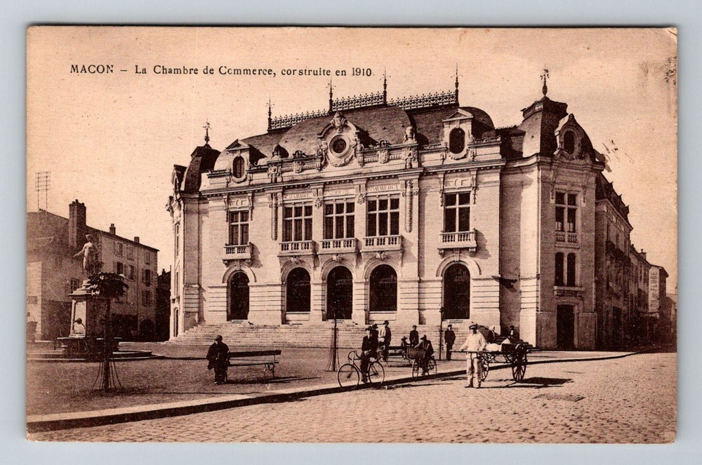 France- Macon 1910 Chamber Of Commerce Building Postal Old Card Vintage Postcard
