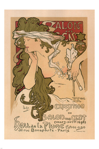 20TH EXHIBITION OF THE SALON DE CENT alphonse mucha france 1896 20x30 hot