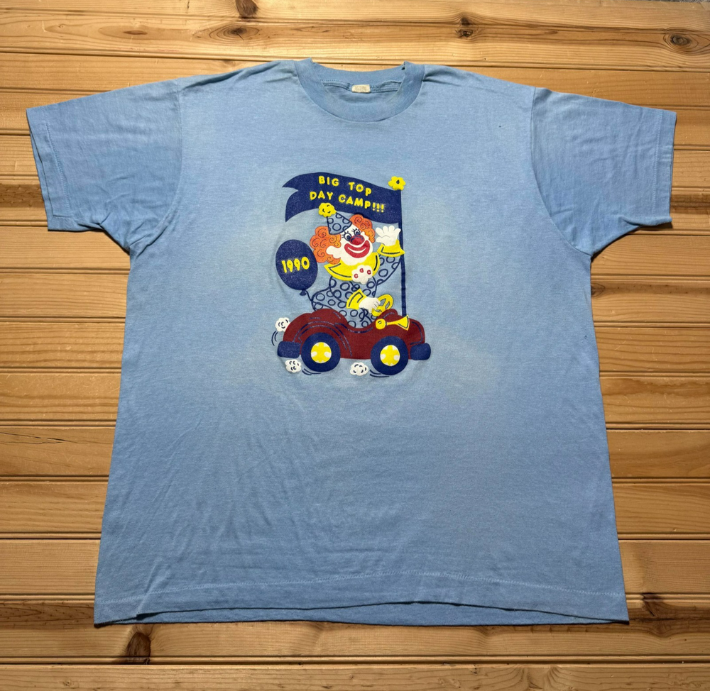 Vintage 1990 Big Top Day Camp Clown Car Carnival Circus Novelty Shirt - Size XXL