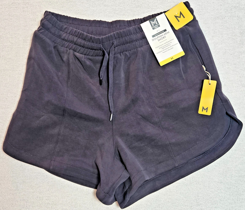 Shorts Black Sandwash Dolphin Hem Draw Super Soft Women's M By Member's Mark