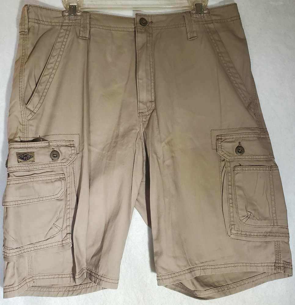 Vtg Lee Dungarees - Mens Belted Khaki Cargo Shorts - Size 34